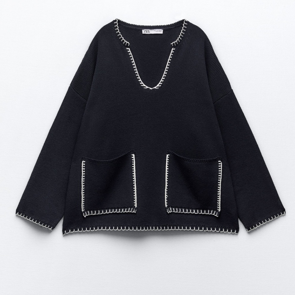 Zara topstitched knit sweater